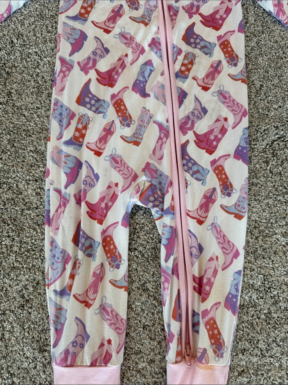 Girls 2T In My Jammers Boot Print Zip Front Footed Pajamas